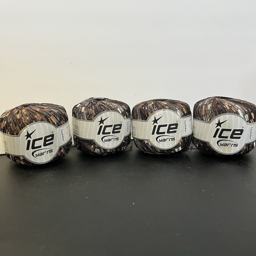Ice Yarns Chain Metallic Fine Brown Ladder brown‎ shade white Yarn  50gr each